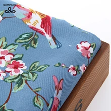 Холщовая обивка ткань утка ткань для дивана рубашка занавеска сумка Украшение дома подушка ручной работы птица голубое затенение планта50х150 см