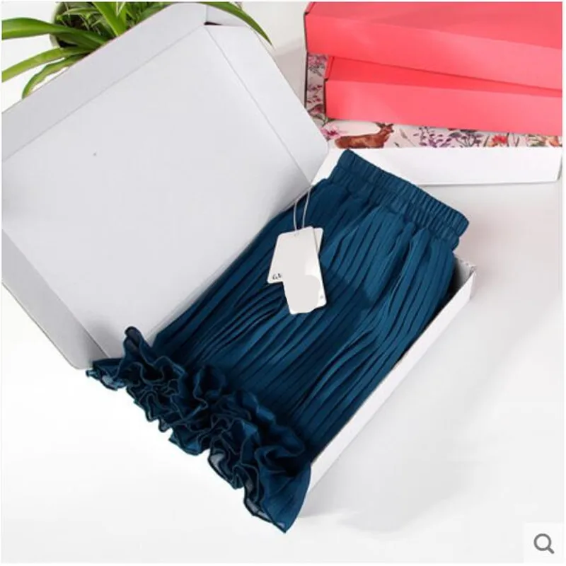 LXMSTH 12 Цвет Для женщин юбка в стиле бохо длинные плиссированные юбки Весна летние резинка на талии одноцветное элегантный шифона праздник макси юбка - Цвет: Dark Blue