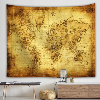 

Retro Nautical Age World Map Wall Tapestry Beach Towel Bedspread Yoga Mat Mandala Tapestry Wall Hanging Hippie Bohe Decoration