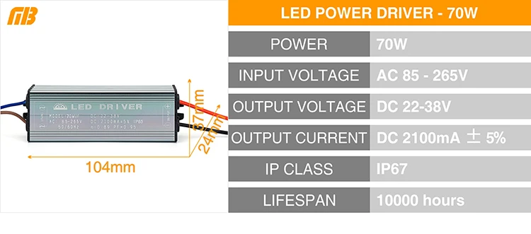 2 шт. светодиодный драйвер 10 Вт 20 Вт 30 Вт 50 Вт 70 Вт преобразования AC 85-265V DC/DC 20-38V MB светильник ing DIY для потолочные светильник Точечный светильник без мерцания IP65