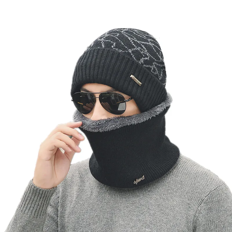 Теплая зимняя шапка Skullies Beanies шапки зимние для мужчин и женщин шерстяной шарф