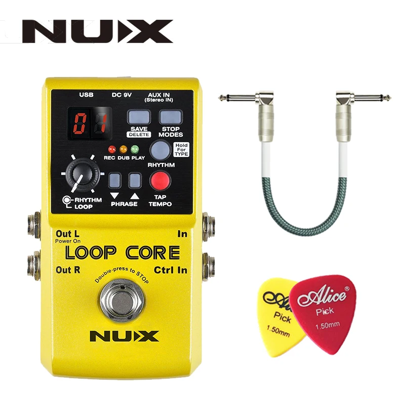 NUX Loop Core Guitar Effect Pedal Looper 6 Hours Recording Time 99 User Memories Drum Patterns