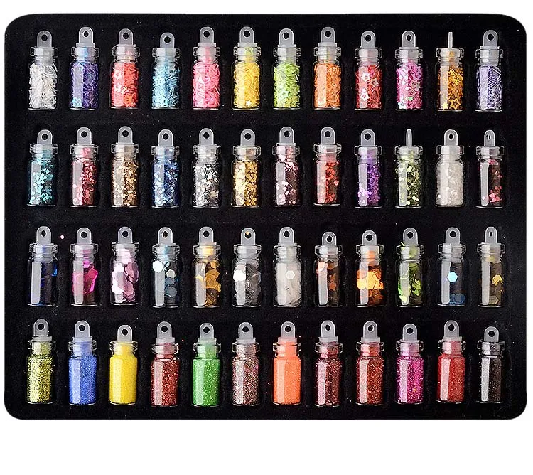 Украшение для дизайна ногтей 48 цветов разного размера Стразы для ногтей Радужные Блестки для ногтей с плоским дном набор сверл для ногтей MZ070