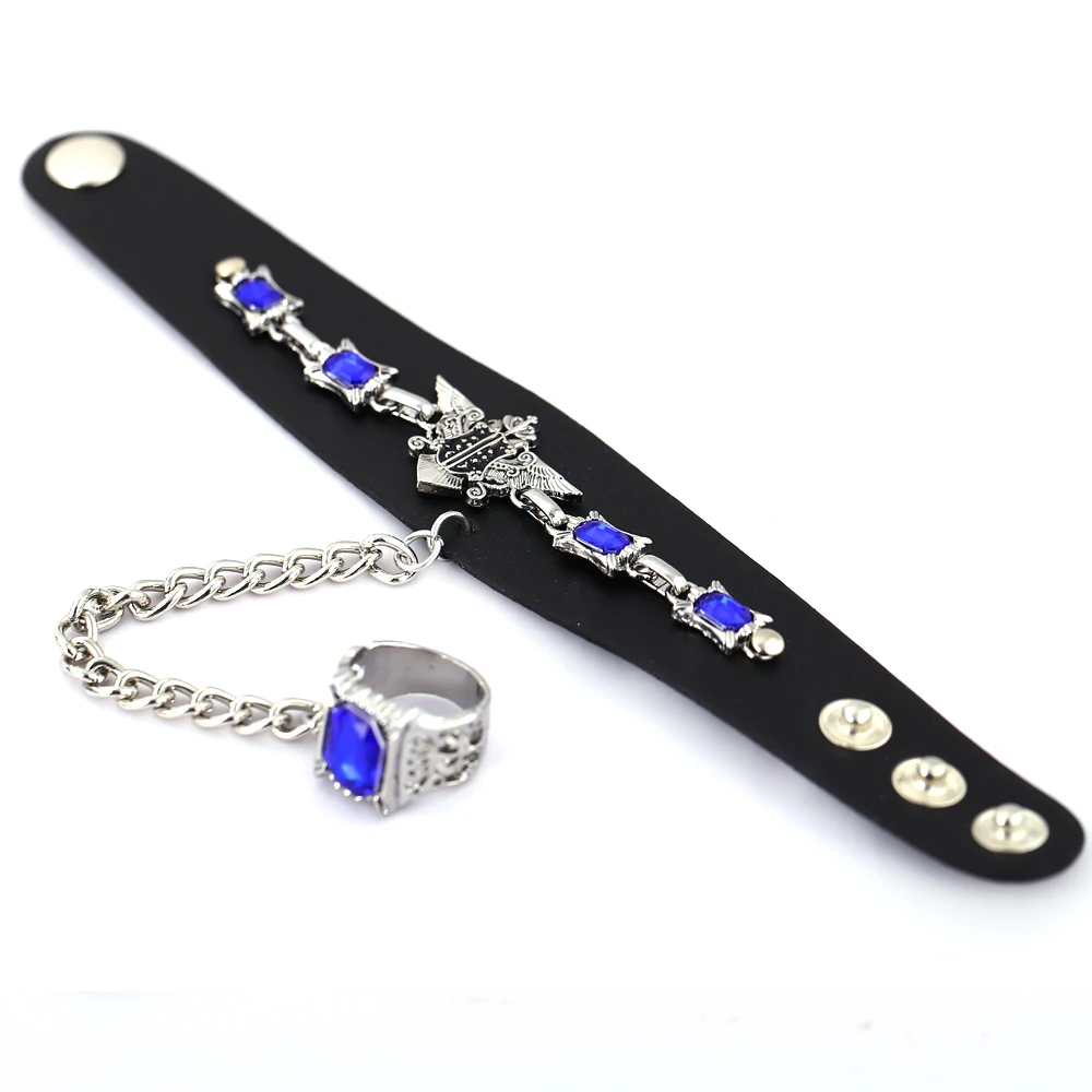 H& f 3 цвета аниме Black Butler Kuroshitsuji браслет кожаный браслет синий камень браслет Косплэй унисекс для вентилятора