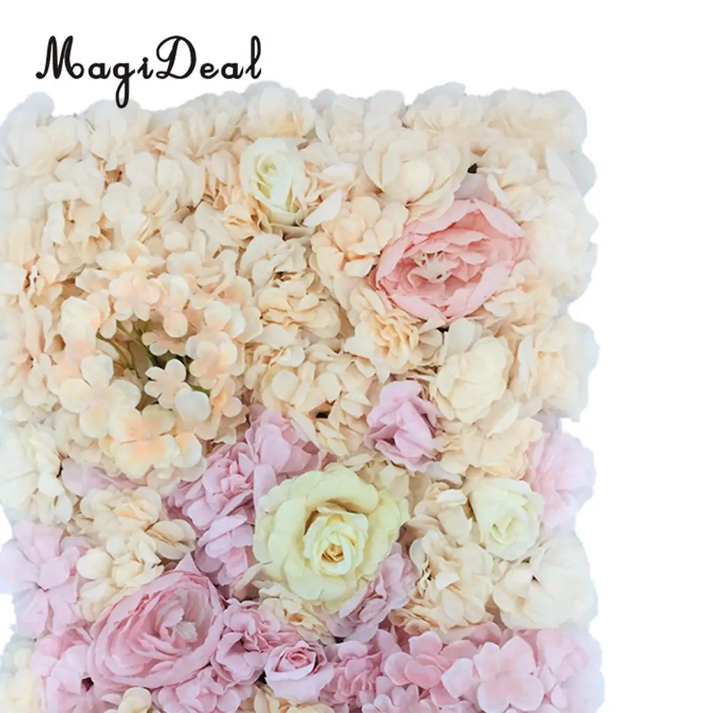 Romantic Artificial Flower Wall Panels Wedding Venue Roses Hydrangea Floral Decor Type A 5 Colors Choice	
