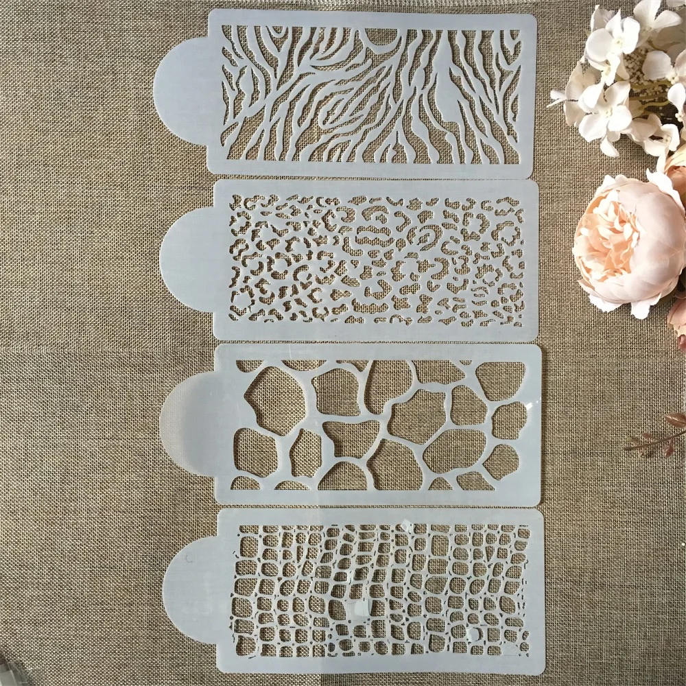

Hot 4Pcs/Set 26.5cm Flower Texture DIY Layering Stencils Wall Painting Scrapbook Coloring Embossing Album Decorative Template