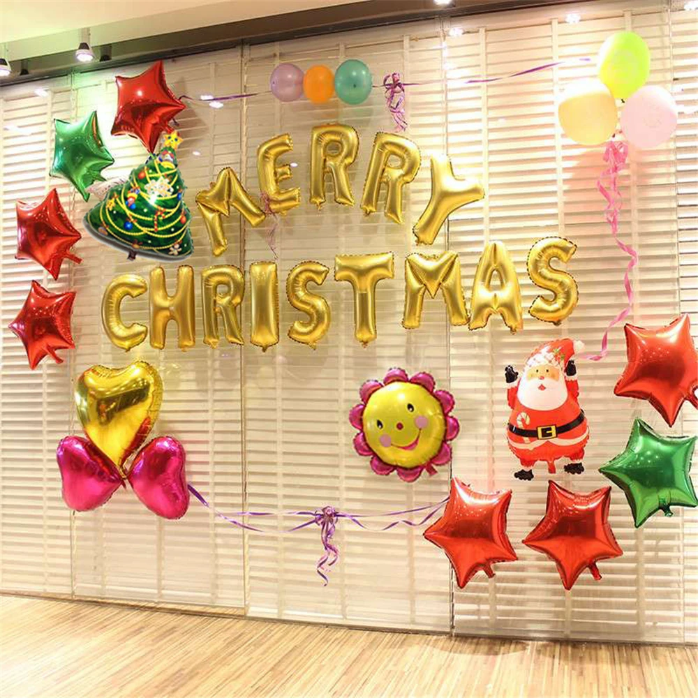 Christmas Party Decor Xmas Inflatable Foil Balloon Set Festival