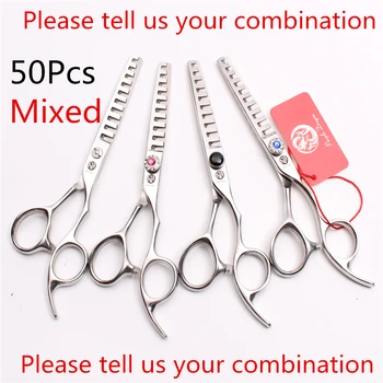 

50Pcs 6'' Purple Dragon 440C Professional Barber Scissors Thinning Shears 10 Teeth Thinning Rate 40% Human Hair Scissors Z2005