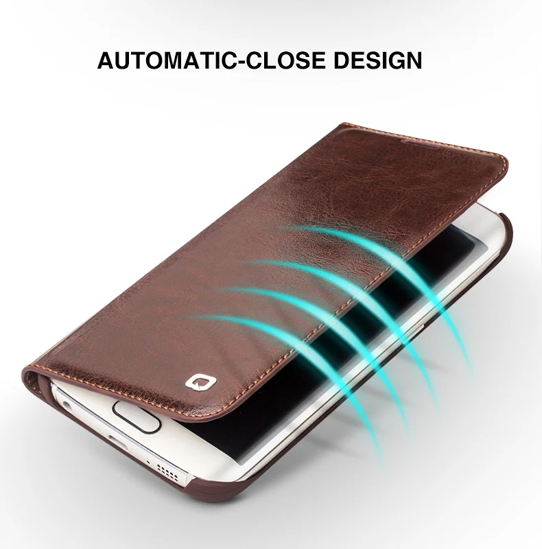 

QIALINO Genuine Leather Phone Case for Samsung Galaxy S6/S6 edge Card Slot Ultra Thin Magnetic Flip Bag Cover for S6 edge+ Plus