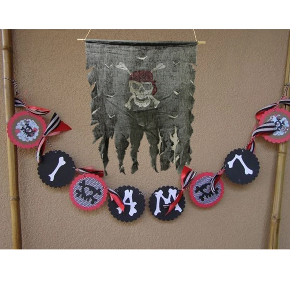 Веселый Роджер оборванный хлопок жуткий Пиратский Флаг украшения пиратские вечерние черепа и скрещенные кости косплей декор для Хеллоуин-вечеринки