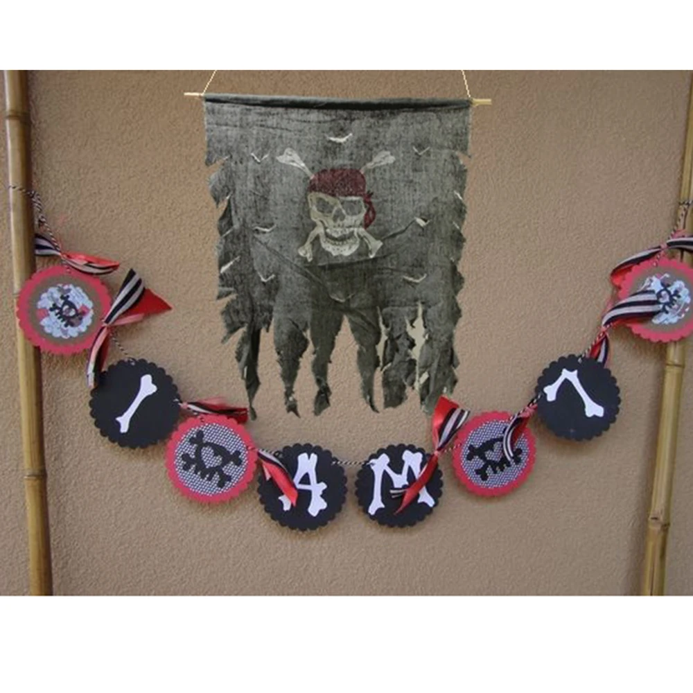 Jolly Roger потрепанный хлопок жуткий пиратский флаг украшение Пиратская Вечеринка