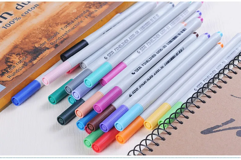 26 цветов STA Fineliner ручки 0,4 мм ультра тонкий Совет Цветной ручка акварельной основе микрон набор маркеров идеально подходит для эскиза