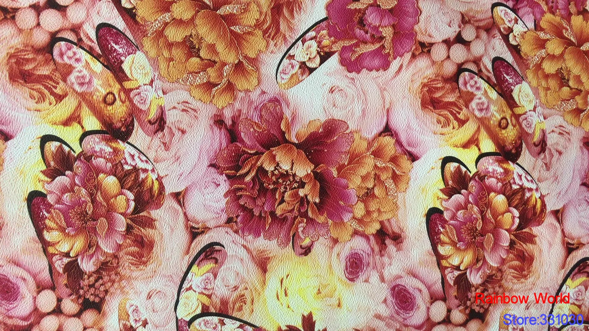 Factory wholesale flower pattern printed Faux PU Leather fabric for DIY