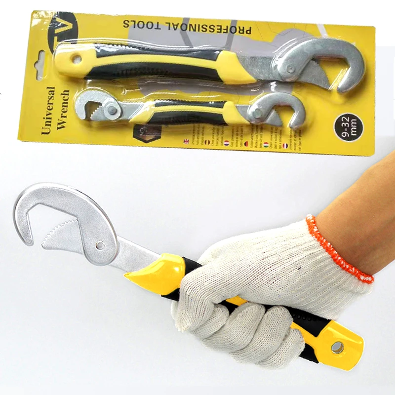 Meilleur Haute qualité 2 pièces clé à molette Portable réglable rapide Snap et poignée clé universelle ensemble