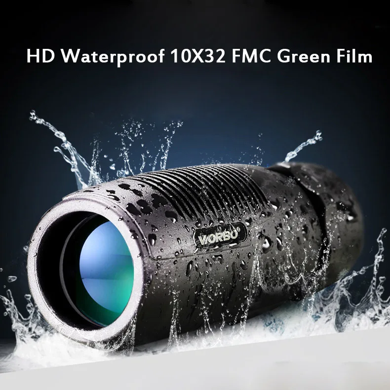 للماء جميع البصرية الأخضر فيلم أحادي تلسكوب 10X32 واسعة زاوية HD بحجم الجيب السياحة مناظير تلسكوب للصيد