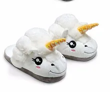 Fashion DreamShining Women Men Plush Unicorn Slippers Cosplay Chaussons Licorne Cotton Funny Home Soft Shoes With Heel Pantufas