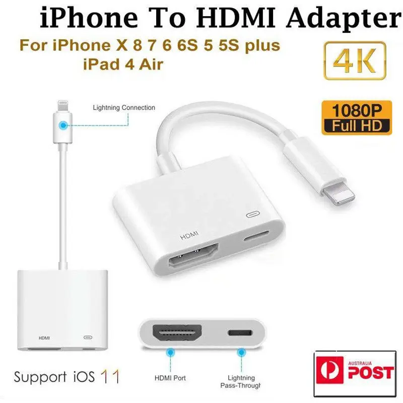 Новейший 1080P AV адаптер HDMI конвертер Цифровой AV адаптер 8pin к HDMI кабель для Apple iPhone X XS XR Max 8 7 iPad mini