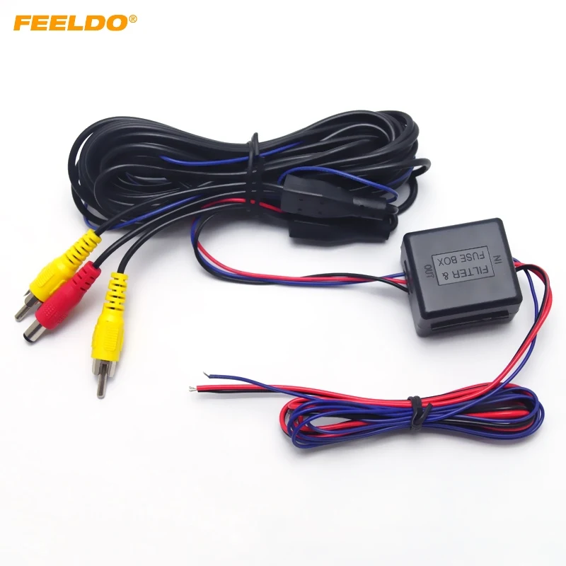 

FEELDO Car Rear View Camera Video & Power Wires Cables Stabilized Relay Capacitor LMZ Filter for VW AUDI BMW Cadilac Cars #2982