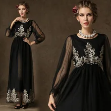 Summer Abaya turkish women Muslim clothing exquisite mesh dress Islam robe musulmane Dubai Kaftan lady Long dresses Black