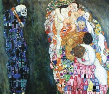 

Oil Painting reproduction on Canvas, death and life by Gustav Klimt,Fast Free Shipping, 100% handmade,Museum Quality,GK013