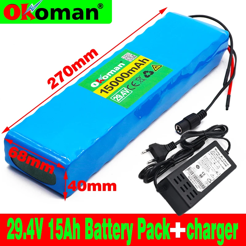 

7S4P 24V 15ah 29.4V FOR Lithium-ion battery pack Built-in BMS electric bike unicycle scooter wheelchair motor + charger