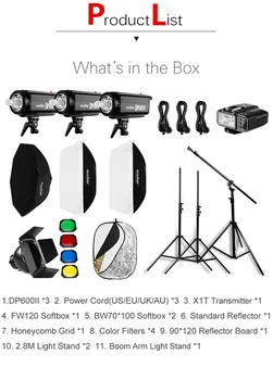 

Free DHL 1800W Godox DP600 II 3x 600Ws Photo Studio Flash Lighting,Softbox,Light Stand, Studio Boom Arm Top Light Stand CD15