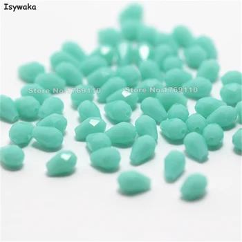 

Isywaka 100pcs New Lake Blue Color Teardrop Beads Austria Crystal Beads Waterdrop Beads Loose Spacer Bead Jewelry Making,3x5mm