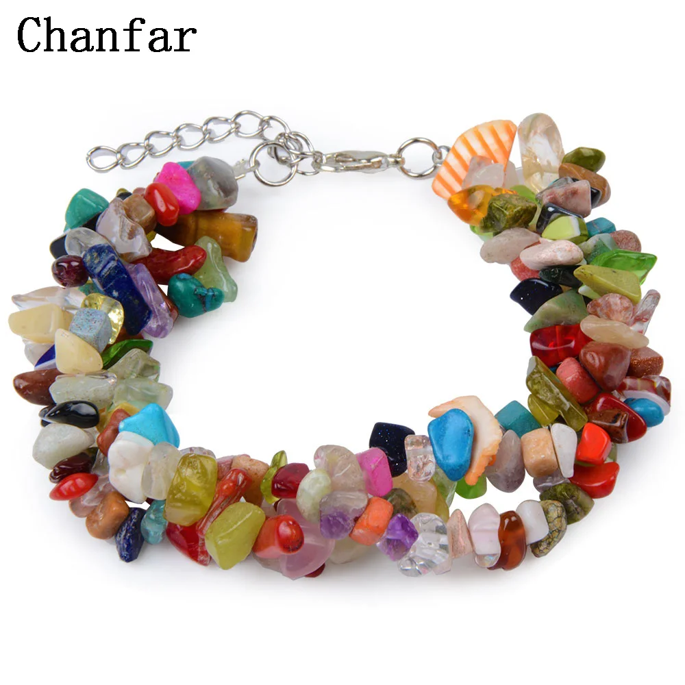 Chanfar Fashion Chip Beads Wrapped Natural Beads Bracelet font b Crystal b font Tiger Eye Bracelet