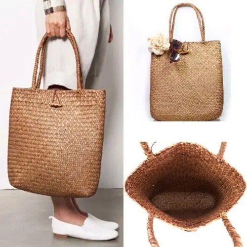 Модная женская летняя Соломенная пляжная Бохо большая сумка через плечо сумка сумочка