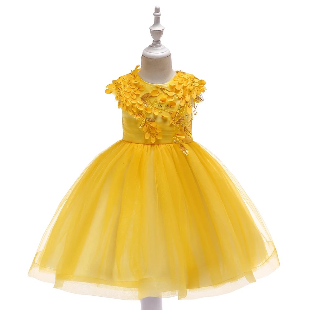New arrival sleeveless Children's flowers decoration princess dress