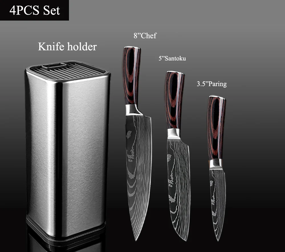 Xituo kitchen chef set knife stainless steel knife holder santoku utility cut cleaver bread paring knives scissors cooking tools