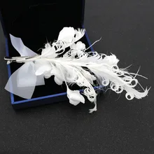 Alexzendra свадебные волосы белые перья цветок жемчужная заколка головной убор для женщин Головные уборы Аксессуары для невесты головные уборы