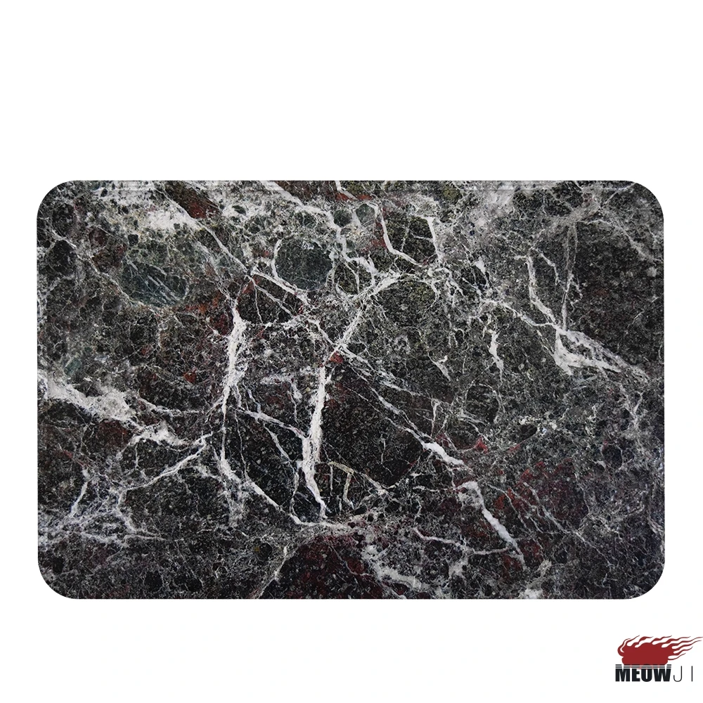 

[MIAOJI] Marble Grain Archaic Printed Faux Marble Granite Rock Grain Soft Carpet Doormat Bath Mat Absorbent Non-slip 40x60cm