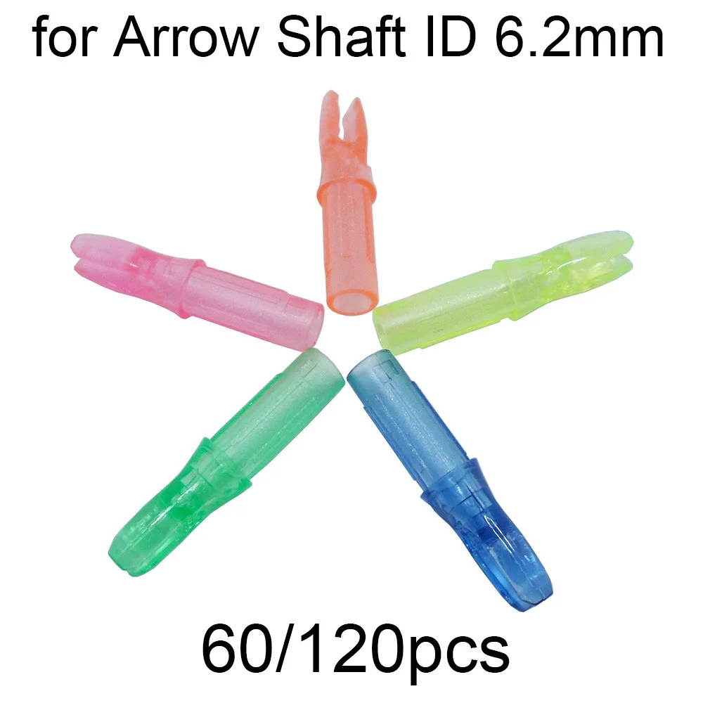 

60/120pcs Archery Internal Arrow Nocks Plastic Insert Tail Push-in Nock for Arrow Shaft ID 6.2mm for Recurve Compound Bow