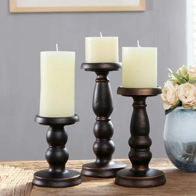 3 Sizes Iron Metal Cylinder Candle Holder Set Black White Pillar 3 Sizes Iron Metal Cylinder Candle Holder Set Black White Pillar Candlestick Stand For Home