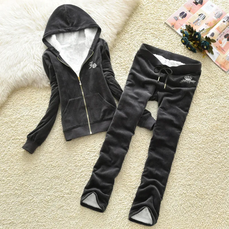 Printemps Épaississement Plus Survêtements Mode Ash blue Marque sapphire Femmes automne Velours charcoal De rose Nouvelle Humeur Le hiver Tissu Red Grande Black Costume r7Pqr