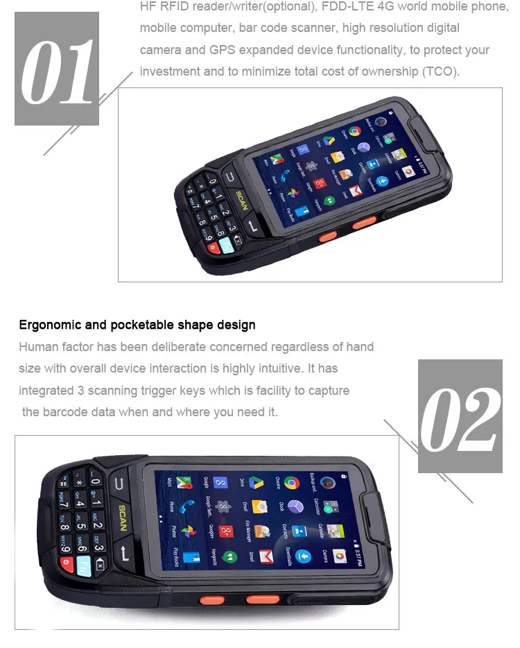 Coletor de Dados Leitor de Código de Barras Pda sem Fio Caribe Áspero Telefone Móvel Android 1d 2d 14 China data collector Suppliers
