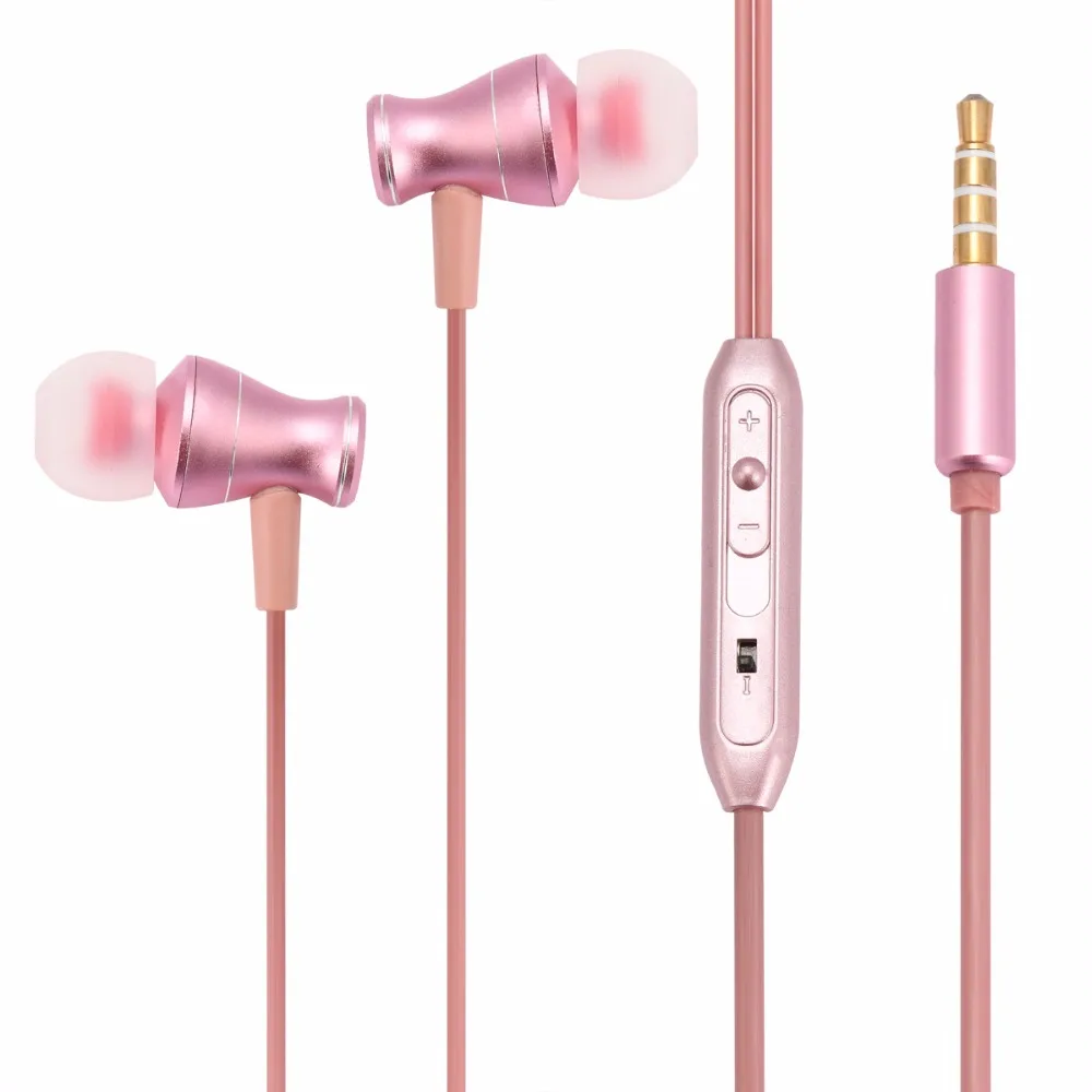 

Professional 3.5mm Jack In Ear Wired Earphone With Microphone Volume Controller Stereo Sound Magnetic Earphones Silver Color