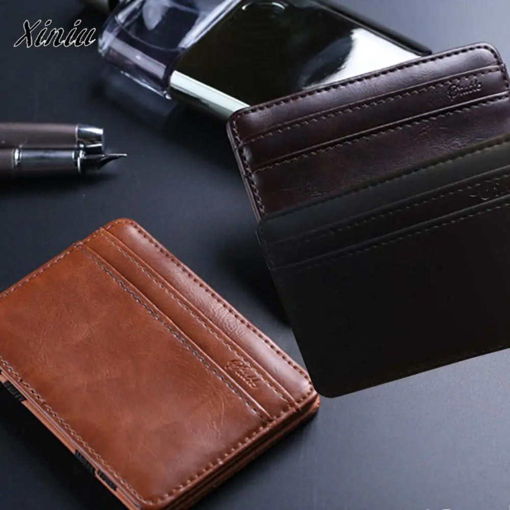 Mini Leather Wallet Wallet ID Credit Card Holder Male Small Wallet Wallets Man Solid Fashion ...