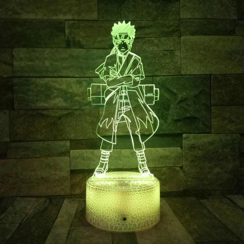 Uzumaki Наруто Аниме Рисунок 7 цветов изменить светодиодный 3D ночник ребенок