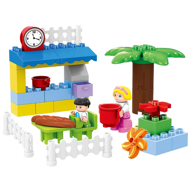 HM072 92pcs large particles Building Blocks family time without box Compatible With Legoe Duploo Toys toys for children