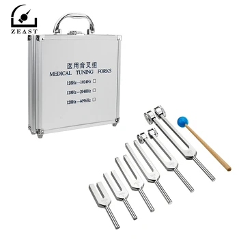 

ZEAST 6Pcs Aluminum Medical 128-4096Hz Tuning Fork Tools Kit Healing Sound Vibration Therapy w/ Mallet