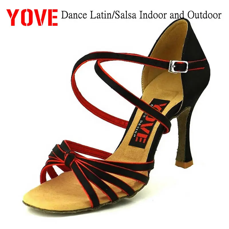 YOVE стиль LD-934 танцевальная обувь Бачата/Сальса Танцевальная обувь женская танцевальная обувь - Цвет: Красный