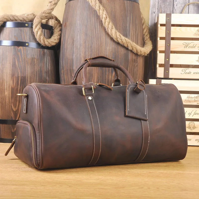 

Large Vintage Retro Look Genuine Leather Duffle Bag Weekend Bag Men's Handbag Men Real Cowhide Leather Travel Duffle Bags