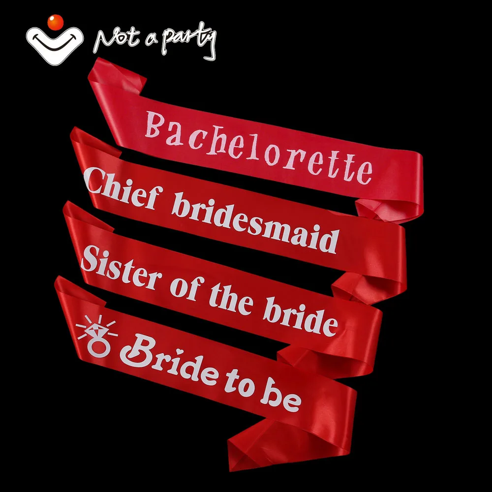 Красный атласный пояс для свадьбы или торжества с белым принтом|bride to be|bride be partybride