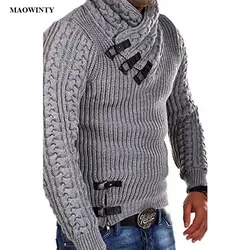 Водолазки, мужские свитера с длинными рукавами, вязаный пуловер, Мужская блузка, Осень-зима 2019, повседневный облегающий Мужской