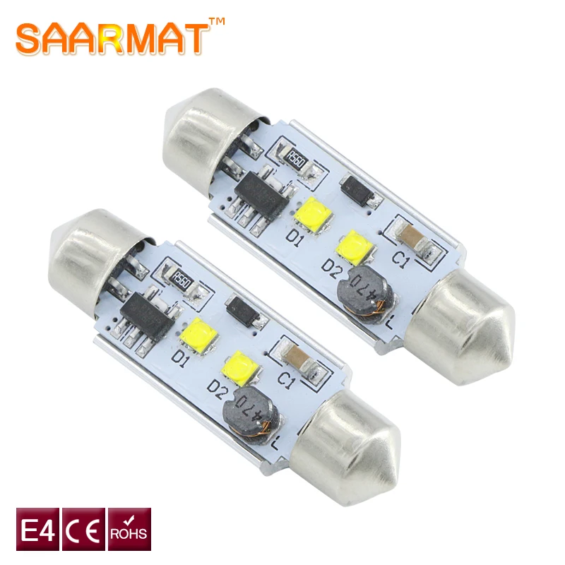 SAARMAT 2x High Quality C5W C10W LED 36 39 41mm CANBUS with Cree chips Car Festoon