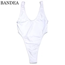 BANDEA sexy Глубокий v Купальник для женщин Сплошной Белый Цельный купальник с высокими плавками стринги дно ванный комплект спинки Монокини