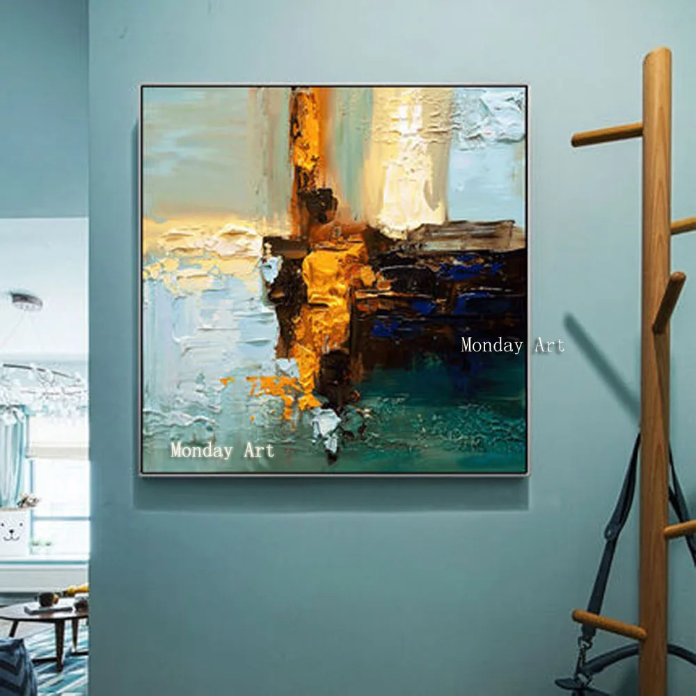 AAA Special-gift-Modren-Handmade-abstract-Yellow-color-pictures-Home-Decor-Wall-Arts-Oil-Painting-for-living (2)