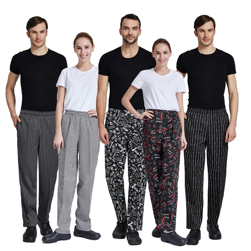

Restaurant Chef Master Man Trousers Elastic Elastic Food Service Hotel Cafe Cook Chef Trousers for Woman Waiter Harem Pants